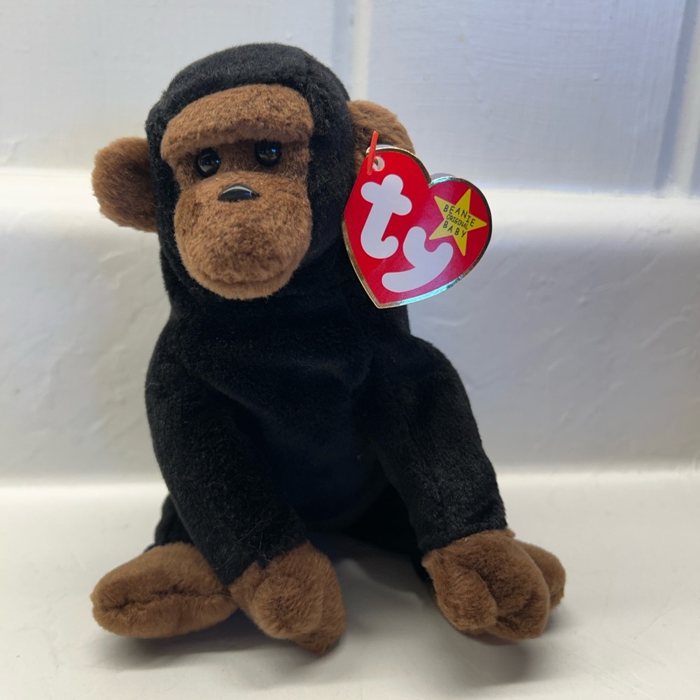 Ty Black and Brown Plush Chimpanzee PERFECT CONDITION